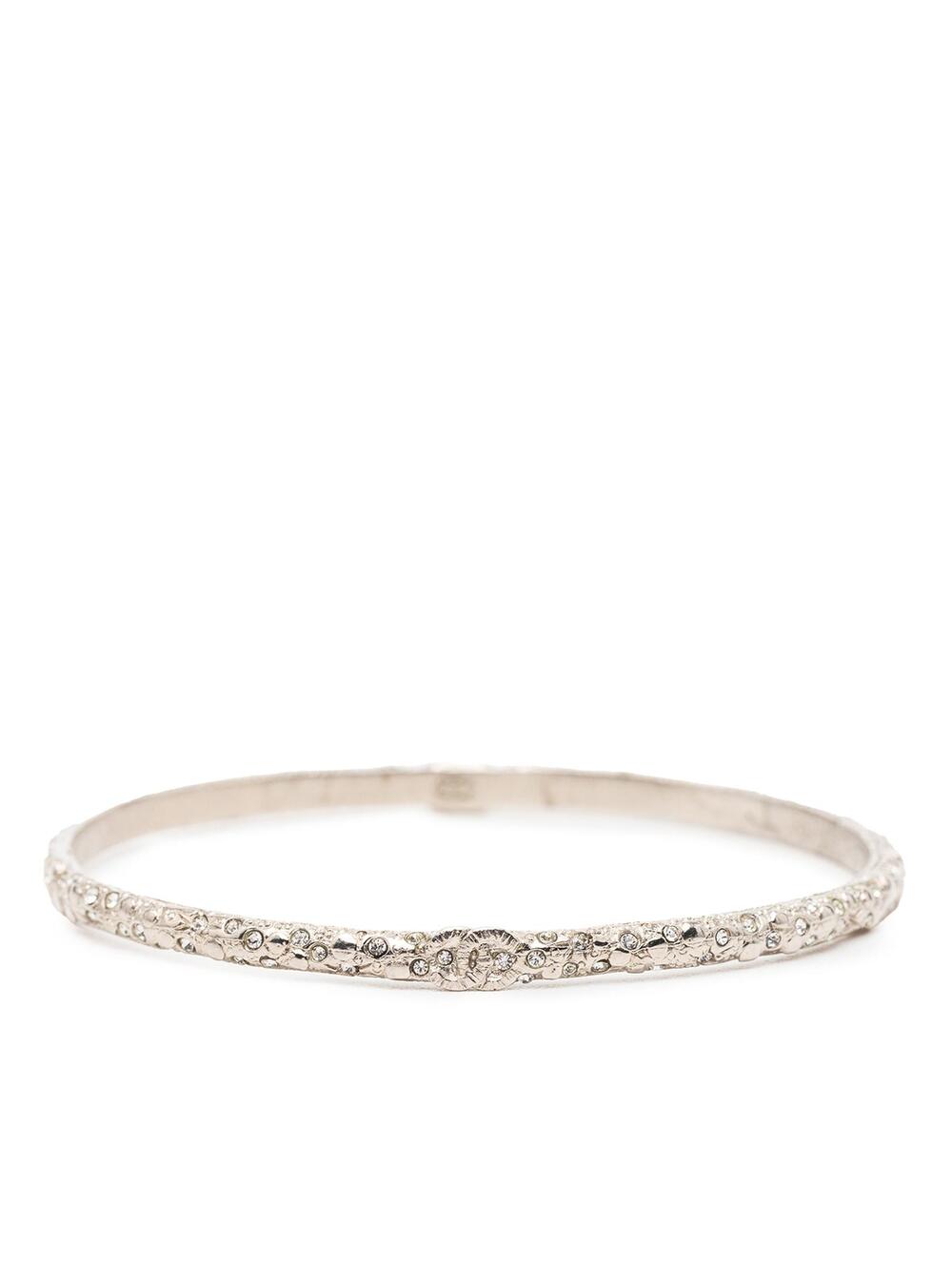 Chanel Cc Silver Plated Strass Bangle #305901C78B